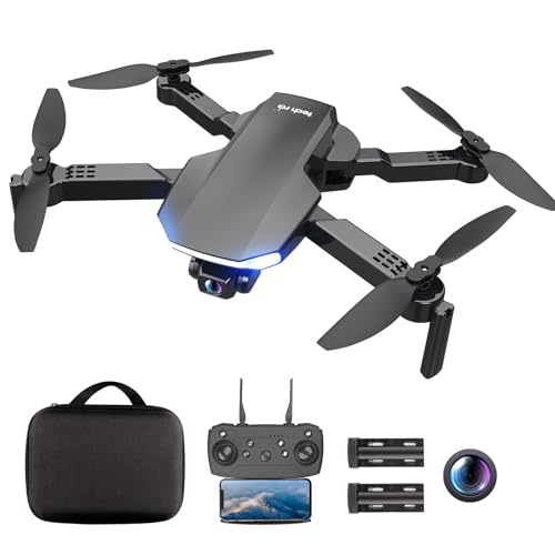 EYLM Drone con Cámara 1080P, 3 Modos de Velocidad, Mantenimiento de Altitud, 3D Flip, Fotografía Gesto, APP Control, Drone Plegable con Bolsa de Transporte para Principiantes, 2 Baterías