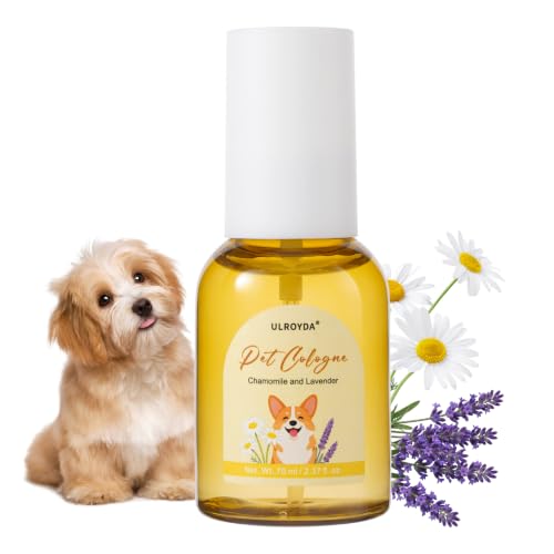 ulroyda Hundeparfüm Lavendel & Kamille Duft Beruhigendes Parfum Spray für Hunde und Katzen Deodorierendes Fellpflegespray gegen Gerüche Leicht & Nicht klebend Hundepflege 70 ml