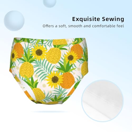 Pineapple And Sunflower On Leaves Girls' Underwear Soft Cotton Little Girls Panties Comfort Briefs3