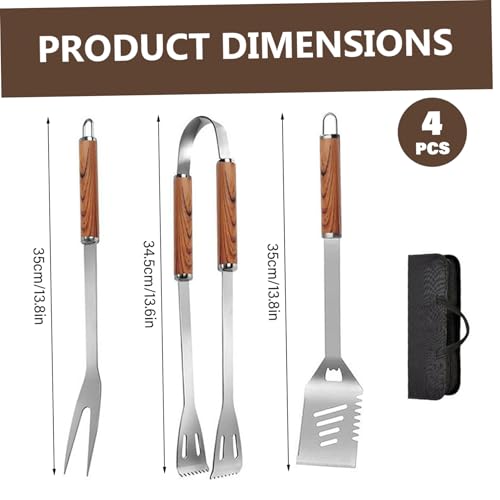 Set de 4 utensilios para parrilla en acero inoxidable miniatura 3