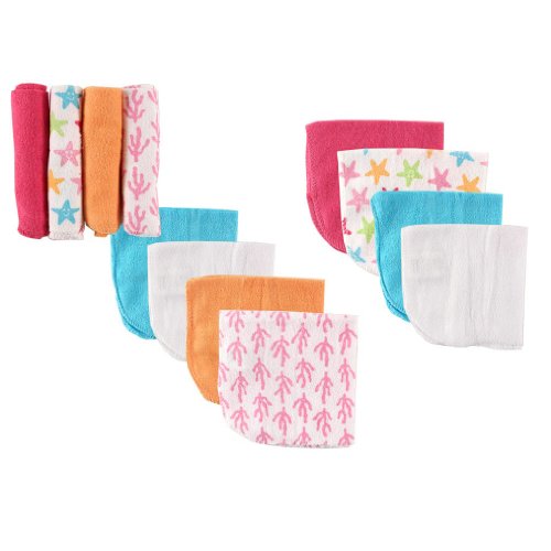 Image of Luvable Friends Washcloth, Pink Starfish, 12-Count