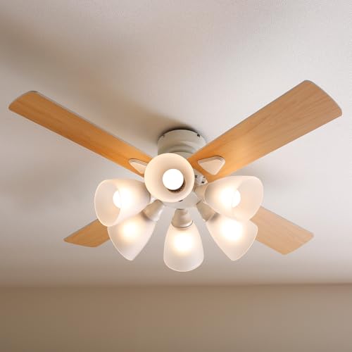 LOWYA ロウヤ 照明 シーリングファンライト シーリングファン リバーシブル 6灯 ホワイト/ナチュラル