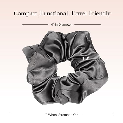 Image of Kitsch Satin Hair Scrunchies for Women, Softer Than Silk Scrunchies for Hair - No Damage Satin Hair Ties, Ponytail Holders | Ideal Gifts for Women, 2pc (Blush /Charcoal)