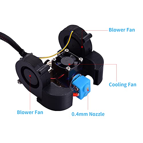 ZEYUAN Kit de extrusora totalmente montada Ender com bloco de aquecimento de alumínio Ventilador de