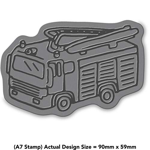 'Fire Engine' Rubber Stamp - Unmounted Design for Crafting & Scrapbooking, A7 (RS00011223)