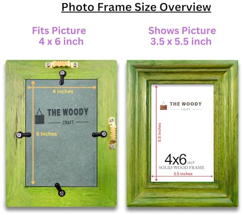 Image of Photo Frame 6x4 inch | Photo Frames for Wall Decor | mini Frame | Green Wood Frame for Wall | Great Gift for Friends, Family & Colleagues (4x6 inch, Green)