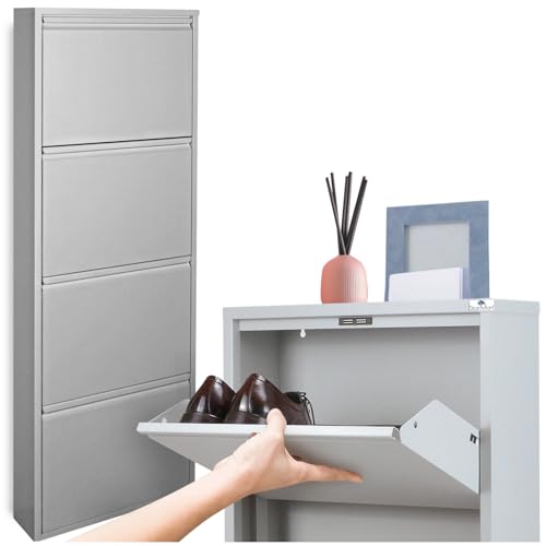 Scarpiera Salvaspazio Slim GRIGIO (4 Ante 12 Paia, Nessun...