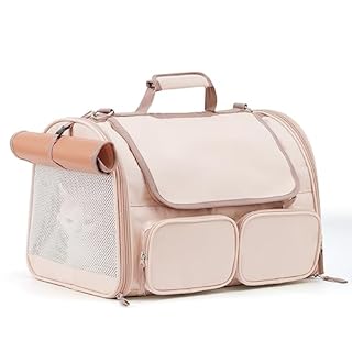 FUKUMARU Trasportino Per Cani e Gatti,Borsa Approvato Per Il Trasporto Aereo,Trasportino Pieghevole Per Animale Domestico Taglia Piccola Fino a 7 kg, Traspirante, Rosa