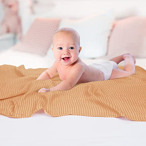 David's Kids 4 Pack Baby Muslin Swaddle Blankets, 100% Cotton Swaddling Blankets Wrap For Boys Girls Neutral, Ultra Soft Breathable Receiving Blanket, New Born Essentials, Rainbow/Wave #TOP1