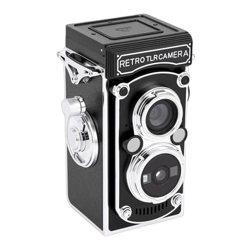 Dpofirs Cámara Digital Vintage Retro TLR 64MP 1080P Negro miniatura 1