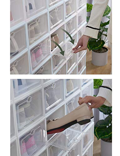 IRONLAND Storage Shoe Box White 12 Pack Clear Plastic Stackable White - Thumbnail 5