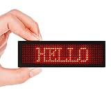 LED Name Tag, MECO Name Badge Rechargeable Pin Magenta Price Tag Reusable Business Card Screen with 4411 Pixels Programming Scrolling for Restaurant Shop Party Bar Exhibition (Windows Only)- Red