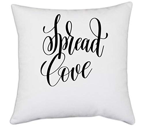 UDNAG White Polyester 'Spread Love' Pillow Cover [16 Inch X 16 Inch]