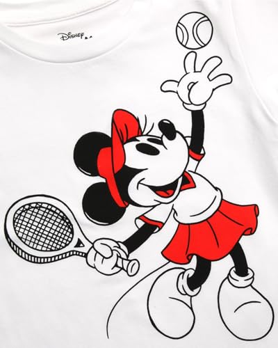 Image of Disney Girls Minnie Mouse and Lilo Cotton Blend Crew Neck Graphic T-Shirt | Officially Licensed, Soft Feel, Relaxed Comfy Fit Kids Love, Fun Character Prints, Great for School, Play and Everyday