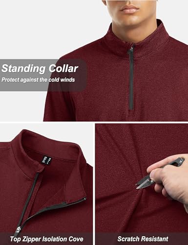 Image of TACVASEN Men's Sports Shirts 1 /4 Zip Long Sleeve Fleece Lined Running Workout Pullover Tops Sweatshirt