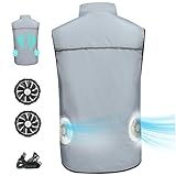 Chaleco de enfriamiento con 2 ventiladores USB, 3 velocidades, aire acondicionado, transpirable, con protección solar y refrigeración por hielo, con cremallera y bolsillos para construcción, pesc