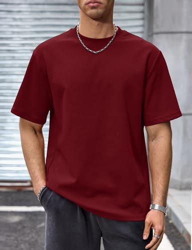 Image of Herberton Mens Oversized T-Shirts Heavyweight Cotton Stretch Fashion Thick Tee Tops (S-3XL)