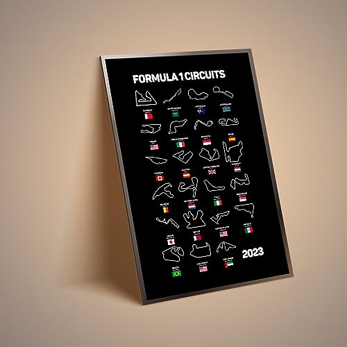 Quadro Decorativo Circuitos de Fórmula 1 F1 2023 Black (Moldura Preta, 30x40cm)