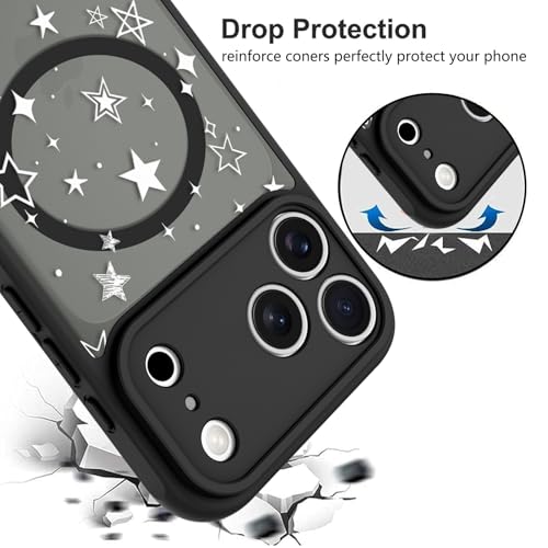 Image of KANGHAR Case for iPhone 17 Pro Max Stars Pattern | [Compatible with Magsafe] Cute Protective Magnetic Case for Girls Women Men White