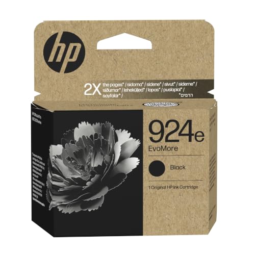 HP 924e Noir, Cartouche Encre Originale, EvoMore, Grande capacité