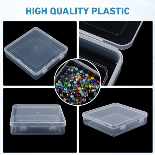 Image of Jetec 18 Pieces Mini Plastic Clear Beads Storage Containers Box for Collecting Small Items, Beads, Jewelry, Business Cards, Game Pieces, Crafts (5.9 x 5.9 x 1.5 Inch)