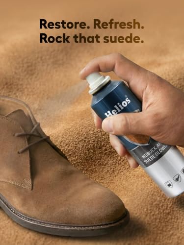 Image of Helios Shoe Accessories Kit | Nubuck & Suede Glower Spray 250ml + Suede Brush | Shoe Cleaner, Protector & Shiner for Suede & Nubuck Shoes