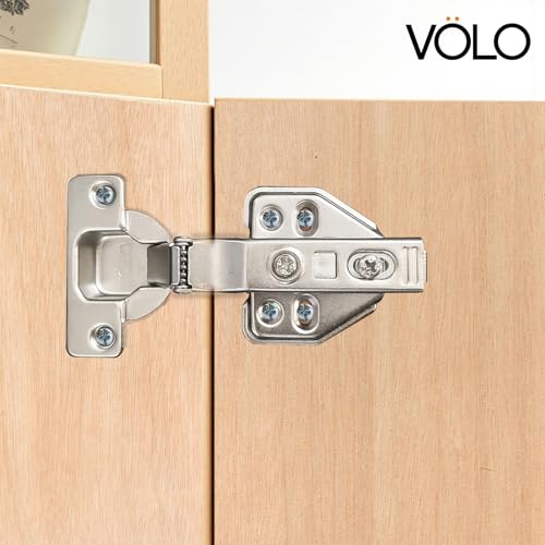 Image of VOLO Cabinet Hinges, Set of 1 (2 Pieces) for Furniture, Wardrobes, Doors, and Storage Units | (2D Soft Close (Mild Steel), 0 Crank | Full Overlay)