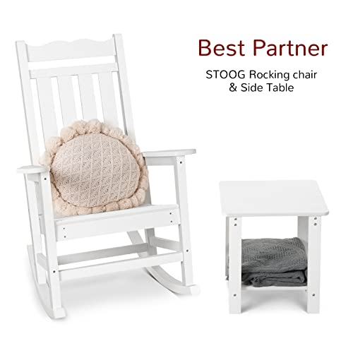 Stoog Set Of 2 Outdoor Rocking Chairs, Hips Plastic Porch Rocker With 400 Lbs Weight Capacity, For Backyard, Fire Pit, Lawn, Garden And Indoor (White) #TOP6
