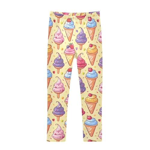 Girls Leggings Kawaii Ice Cream Soft Toddler Leggings for Girls Kids Pants Size 4T-10T