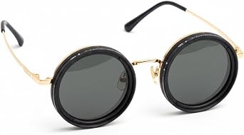 Adjustable Polarized Sunglasses UV400 Protection & ND Filter Lenses - Unisex Round Frame Beach Eyewear,Gold-Trimmed Slim Aluminum Alloy Frame, Ultra-Lightweight & Thin Design