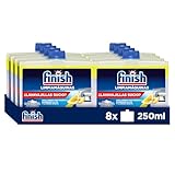 Finish Limpiamáquinas - Limpieza higiénica para el lavavajillas contra el mal olor, la cal y la grasa, líquido, aroma Limón, Pack de 8 unidades de 250ml