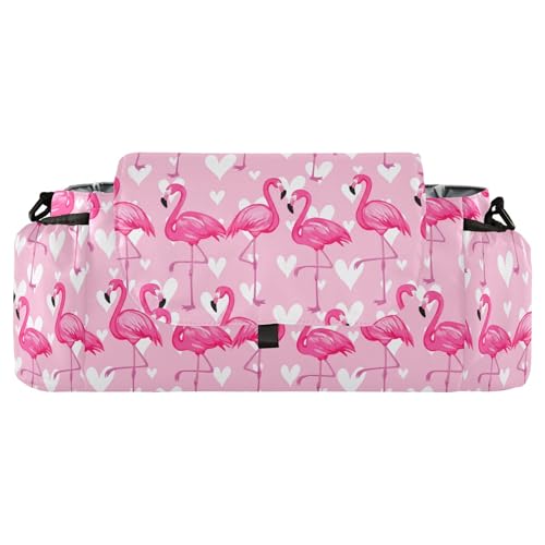 Burbuja Flamingos Standing on One Leg Stroller Organizer with Insulated Cup Holders, Non-Slip Stroller Caddy Universal Fits Most Strollers, Nursery Accessories