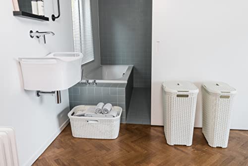 Curver Style 45 Litre Laundry Basket, Vintage White