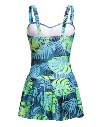 Image of Aqua Eve One Piece Swim Dress Tummy Control Swimsuit with Skirt Modest Bathing Suit Vintage Swimdress