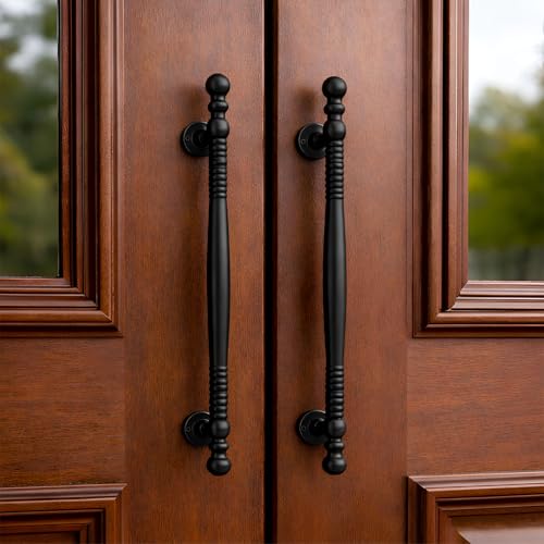Image of VOLO Main Door Pull Push Handle | Door Handle for Home Office | Interior Exterior Door Hardware Pull Handle | (Pack of 2 Pieces, Black, 12 Inch (300MM))