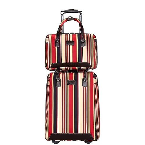 ANIIC Luggage Suitcases With Wheels 2-Piece Nylon Luggage Stripe 20inch Luggage Sets Anti-Theft Combination Lock Suitcases Suitcase Spinner Luggages (Color : C, Size : 2-Piece)