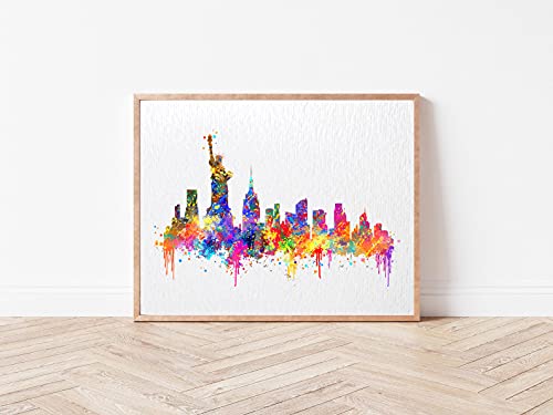 Dignovel Studios 13X19 Unframed New York Skyline United States City Watercolor Illustrations Art Print Wedding Home Decor Art Birthday Wall Hanging N389 #TOP3