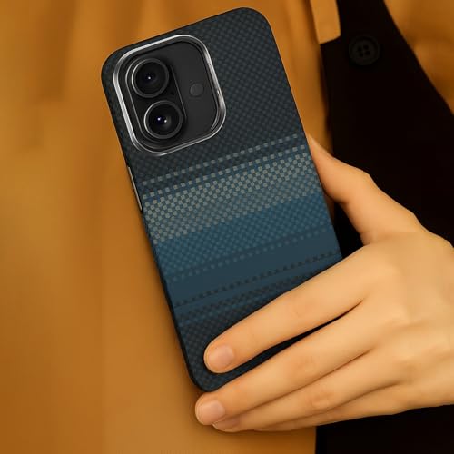 Image of AIBEX Aramid Fiber Mag-Saf Case Compatible for iPhone 16 Plus | Slim Protective Back Cover with Built-in Magnets | Wireless Charging Support | Camera Ring Stand | Shockproof with Air Guard Corners