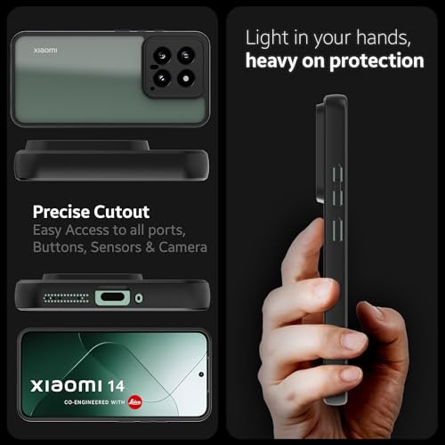 Image of KAPAVER Hybrid Series Back Cover Case Compatible with Xiaomi 14 (PC+TPU) (Black)