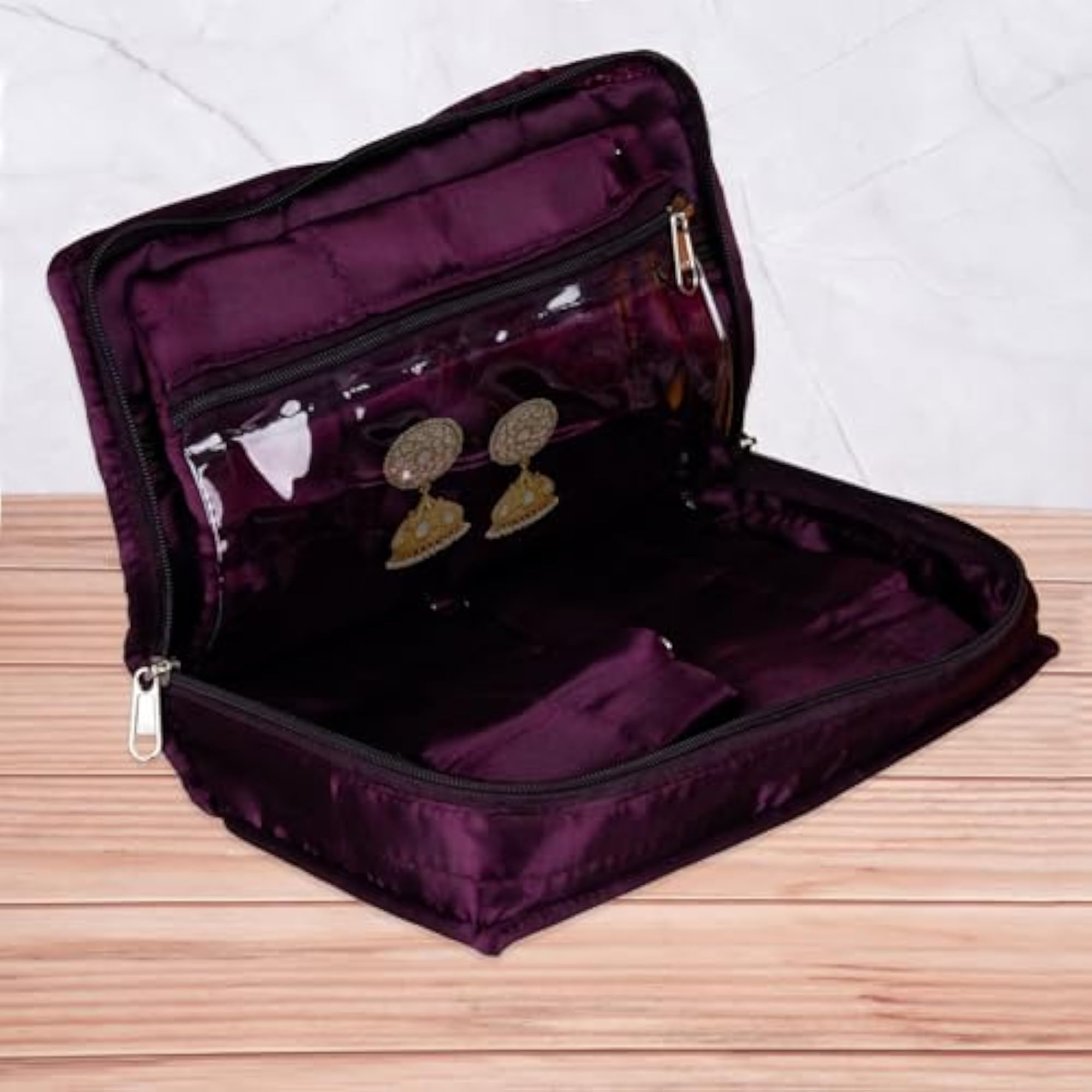 Satin Jewellery Storage Kit with 6 Flappable Pouches