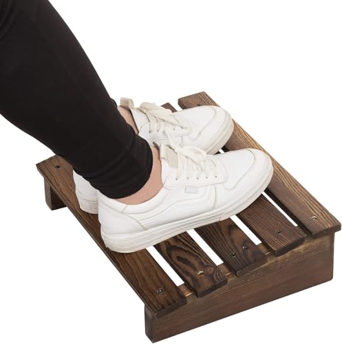 Image of Ergonomic Wooden Footrest for Enhanced Comfort Height, Non-Slip Surface, Durable Natural Sheesham Wood for Office, Home, or Under Desk Support Relieves Pressure & Promotes Posture (Foot Stool) Brown 4.75 H x 15.5 W x 11.5 D (in inches)