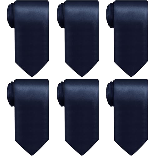 Syhood 6 Pcs 6/12/24 Pcs Men Ties Set Solid Satin Pure Color Business Formal Necktie Tie 57