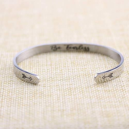 Joycuff Inspirational Bracelets Fight Cancer Gifts For Best Friend Personalized Mantra Cuff Bangle Engraved (Be Fearless) #TOP3