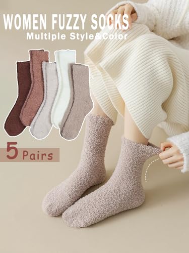 Ginmewrae Womens Fuzzy Socks Warm Cozy Fluffy Thick Plush Winter Slipper Socks Stocking Stuffer Gifts for Women2