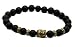JY Jewelry 8MM Black Matte Agate Bronze Buddha Yoga Stetch Bracelets