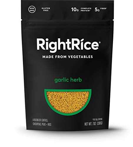 RightRice - Garlic Herb (7oz. Pack of 6) - Made from Vegetables - High Protein, Vegan, non GMO, Gluten Free