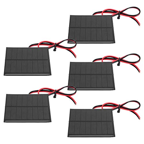Image of DC 4V Solar Panel, 5 Pcs Set Small Solar Battery Panel Polysilicon Battery Module Mini Solar Panel Module with 30cm Cable DC, Power Generators