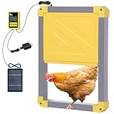 Aivituvin Solar-Powered Automatic Chicken Coop Door with Heating, Weatherproof Auto Opener for Chicken Houses/Duck Runs, Dual Power Modes, Safety Sensor, Easy Installation (Grey)