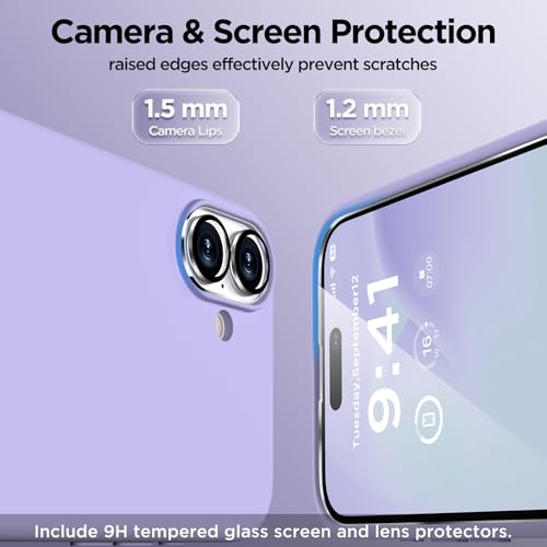 Image of Magnetic for iPhone 16 Case, Compatible with MagSafe, Liquid Silicone Phone Cover with Screen Protector & Camera Protector, Soft Anti-Scratch Microfiber Lining Inside 6.1 inch, Lilac Purple