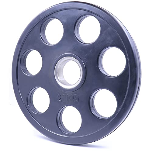 Kobo Imported Olympic Cast Iron Weight Plate 7 Holes - Rubber Coated (51mm/2") - Commercial Grade 20 Kg x 2 = 40 Kg (1 Pair)
